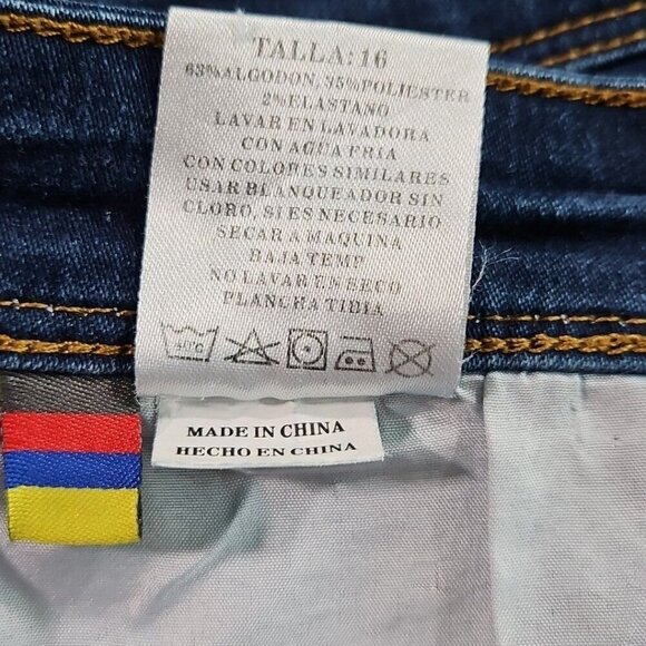 American Quality Denim Jeans Women's 16 Tall (W36xL30) Dark Wash Stretch Tapered - Picture 5 of 16